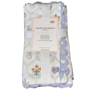 Cupcakes & Cashmere Easter Napkins Grosgrain Ribbon Edge Bunny Egg 18" X 18" NEW